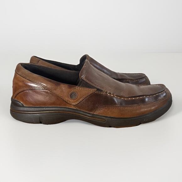 Mens Rockport Two Tone Brown Loafers Sz 9.5M Leather Upper - Picture 1 of 6